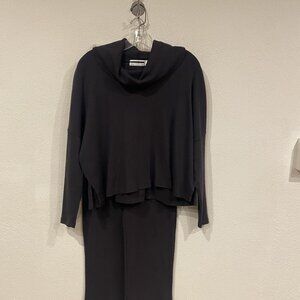 GRP1 Lounge Set Womens XS Black Soft Knit Hooded Top Pants Two Piece Outfit